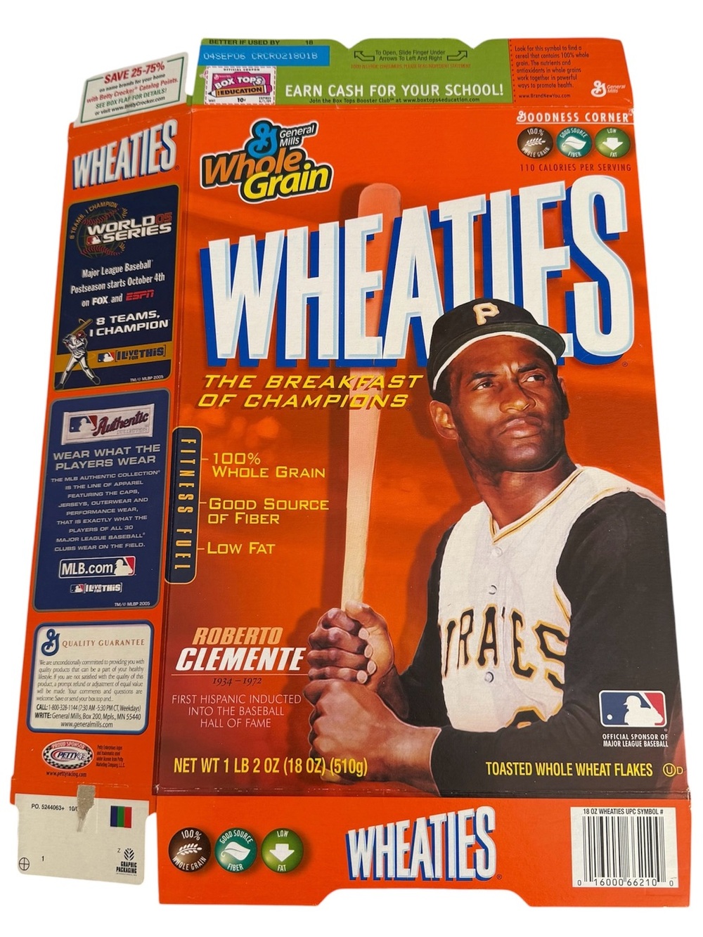 General Mills Wheaties Roberto Clemente Pittsburgh Pirates Flat Box 2005